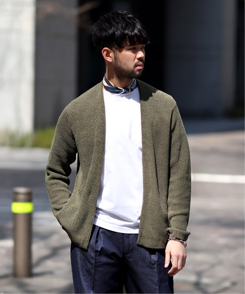 EDIFICE（エディフィス）の「レーヨンペ-パーカタアゼラップカーディガン（カーディガン/ボレロ・メンズ・ホワイト/ベージュ/カーキ/ネイビー/ブルー・SMALL/MEDIUM/LARGE）」の3枚目の写真