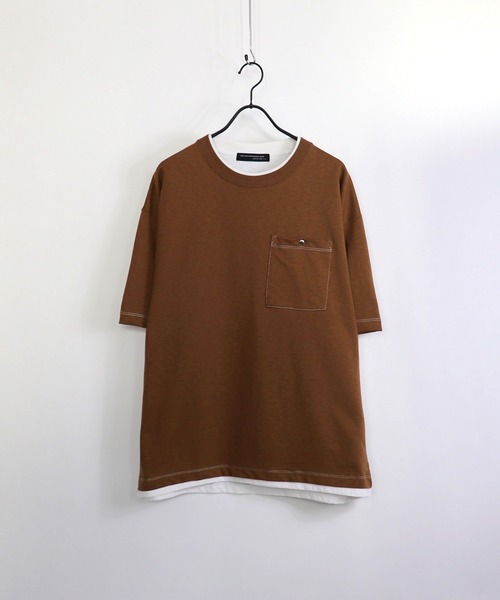 Confirm(コンファーム)の「Confirm / コンファーム フェイクポケットビッグシルエットTシャツ(Tシャツ/カットソー・メンズ・ホワイト/ブラウン/ベージュ/ネイビー・L/M)」の2枚目の写真