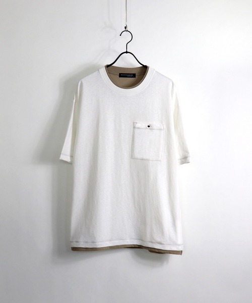 Confirm(コンファーム)の「Confirm / コンファーム フェイクポケットビッグシルエットTシャツ(Tシャツ/カットソー・メンズ・ホワイト/ブラウン/ベージュ/ネイビー・L/M)」の1枚目の写真