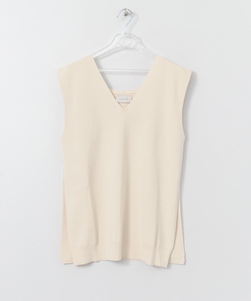 LAATO（ラート）の「BACK TACK KNIT（ニット/セーター・レディース・ベージュ/パープル/オフホワイト・FREE）」の2枚目の写真