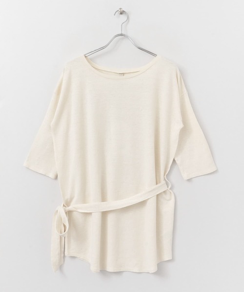 siiwa（シーワ）の「ヘンプコットンベルト付きTee（Tシャツ/カットソー・レディース・ミント/ナチュラル/グリーン系その他・ONE）」の5枚目の写真