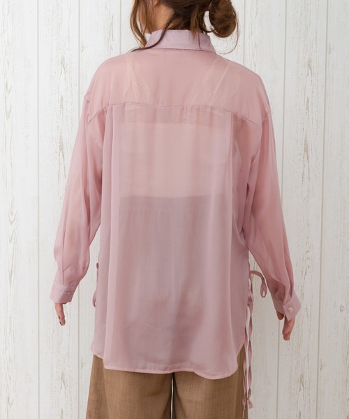 SpRay（スプレイ）の「サイドリボンシアーシャツ（シャツ/ブラウス・レディース・アイボリー/ラベンダー/ピンク/ホワイト/ライトグレー/ブラック/パープル・FREE）」の22枚目の写真