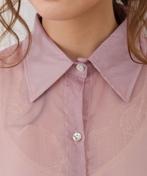 SpRay（スプレイ）の「サイドリボンシアーシャツ（シャツ/ブラウス・レディース・アイボリー/ラベンダー/ピンク/ホワイト/ライトグレー/ブラック/パープル・FREE）」の21枚目の写真