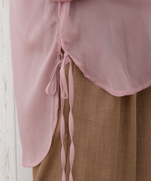 SpRay（スプレイ）の「サイドリボンシアーシャツ（シャツ/ブラウス・レディース・アイボリー/ラベンダー/ピンク/ホワイト/ライトグレー/ブラック/パープル・FREE）」の17枚目の写真