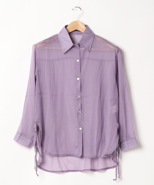 SpRay（スプレイ）の「サイドリボンシアーシャツ（シャツ/ブラウス・レディース・アイボリー/ラベンダー/ピンク/ホワイト/ライトグレー/ブラック/パープル・FREE）」の15枚目の写真
