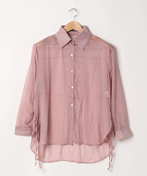 SpRay（スプレイ）の「サイドリボンシアーシャツ（シャツ/ブラウス・レディース・アイボリー/ラベンダー/ピンク/ホワイト/ライトグレー/ブラック/パープル・FREE）」の13枚目の写真