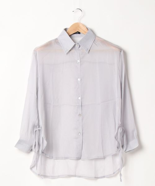 SpRay（スプレイ）の「サイドリボンシアーシャツ（シャツ/ブラウス・レディース・アイボリー/ラベンダー/ピンク/ホワイト/ライトグレー/ブラック/パープル・FREE）」の12枚目の写真