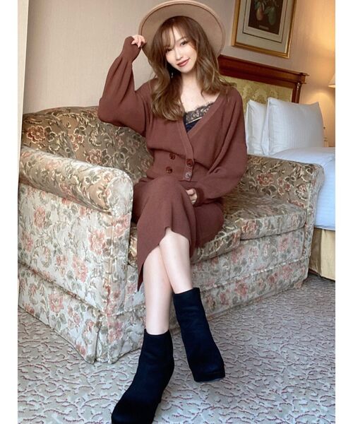 RESEXXY（リゼクシー）の「ボリュームスリーブニットカーディガン【セットアップ着用可能】（カーディガン/ボレロ・レディース・ベージュ/ブラウン/カーキ・FREE）」の14枚目の写真