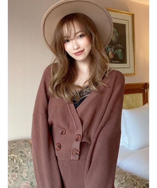 RESEXXY（リゼクシー）の「ボリュームスリーブニットカーディガン【セットアップ着用可能】（カーディガン/ボレロ・レディース・ベージュ/ブラウン/カーキ・FREE）」の11枚目の写真