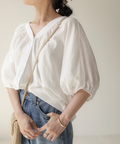 Bab（バブ）の「【WEB限定】ボリュームスリーブブラウス（シャツ/ブラウス・レディース・オフホワイト/テラコッタ・38）」の8枚目の写真