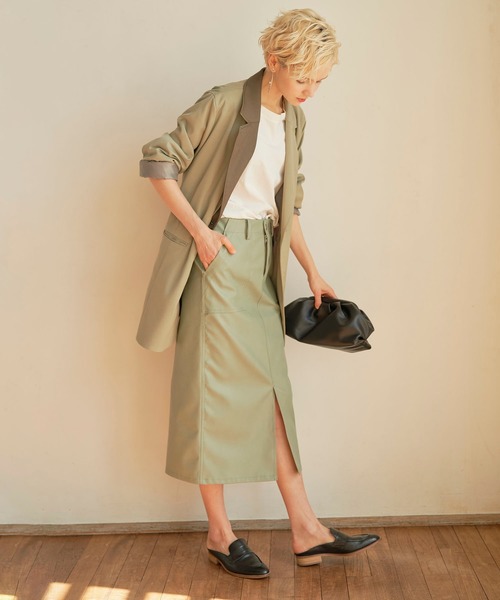 KOH.style（コースタイル）の「カラーヴィーガンレザータイトスカート（スカート・レディース・ブラック/カーキ/イエロー/ラベンダー・MEDIUM/LARGE）」の8枚目の写真