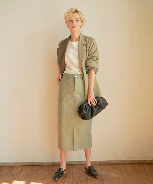 KOH.style（コースタイル）の「カラーヴィーガンレザータイトスカート（スカート・レディース・ブラック/カーキ/イエロー/ラベンダー・MEDIUM/LARGE）」の9枚目の写真