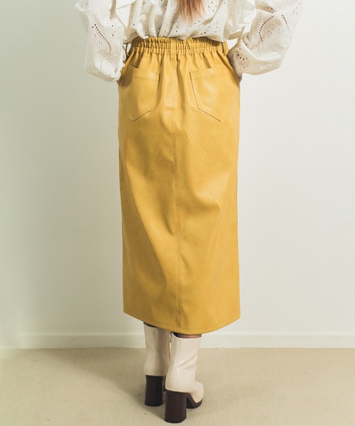 KOH.style（コースタイル）の「カラーヴィーガンレザータイトスカート（スカート・レディース・ブラック/カーキ/イエロー/ラベンダー・MEDIUM/LARGE）」の16枚目の写真