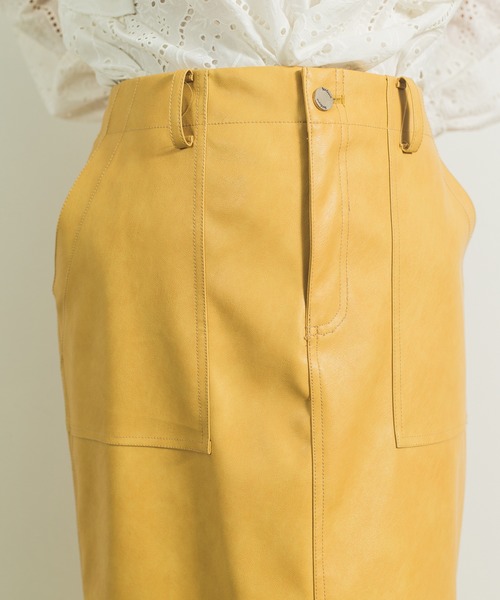 KOH.style（コースタイル）の「カラーヴィーガンレザータイトスカート（スカート・レディース・ブラック/カーキ/イエロー/ラベンダー・MEDIUM/LARGE）」の17枚目の写真