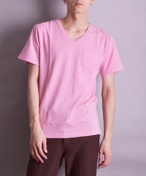 VIBGYOR(ヴィブジョー)の「VIBGYOR Select/無地半袖VネックTEE(BL)(Tシャツ/カットソー・メンズ・ホワイト/ブラック/グレー/カーキ/ネイビー/イエロー系その他/ライトピンク/ピンク系その他・MEDIUM/LARGE/X-LARGE)」の7枚目の写真