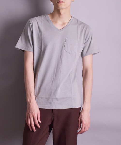 VIBGYOR(ヴィブジョー)の「VIBGYOR Select/無地半袖VネックTEE(BL)(Tシャツ/カットソー・メンズ・ホワイト/ブラック/グレー/カーキ/ネイビー/イエロー系その他/ライトピンク/ピンク系その他・MEDIUM/LARGE/X-LARGE)」の1枚目の写真