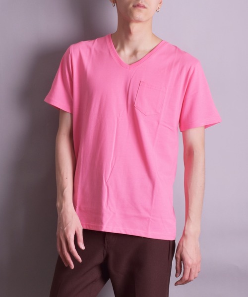 VIBGYOR(ヴィブジョー)の「VIBGYOR Select/無地半袖VネックTEE(BL)(Tシャツ/カットソー・メンズ・ホワイト/ブラック/グレー/カーキ/ネイビー/イエロー系その他/ライトピンク/ピンク系その他・MEDIUM/LARGE/X-LARGE)」の8枚目の写真