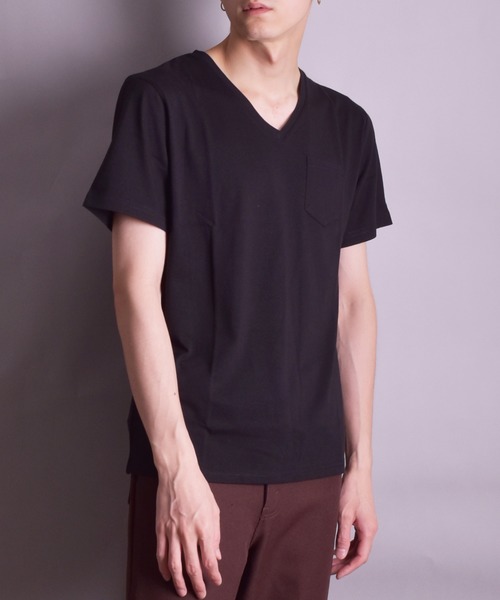 VIBGYOR(ヴィブジョー)の「VIBGYOR Select/無地半袖VネックTEE(BL)(Tシャツ/カットソー・メンズ・ホワイト/ブラック/グレー/カーキ/ネイビー/イエロー系その他/ライトピンク/ピンク系その他・MEDIUM/LARGE/X-LARGE)」の3枚目の写真