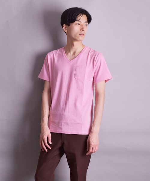 VIBGYOR(ヴィブジョー)の「VIBGYOR Select/無地半袖VネックTEE(BL)(Tシャツ/カットソー・メンズ・ホワイト/ブラック/グレー/カーキ/ネイビー/イエロー系その他/ライトピンク/ピンク系その他・MEDIUM/LARGE/X-LARGE)」の11枚目の写真