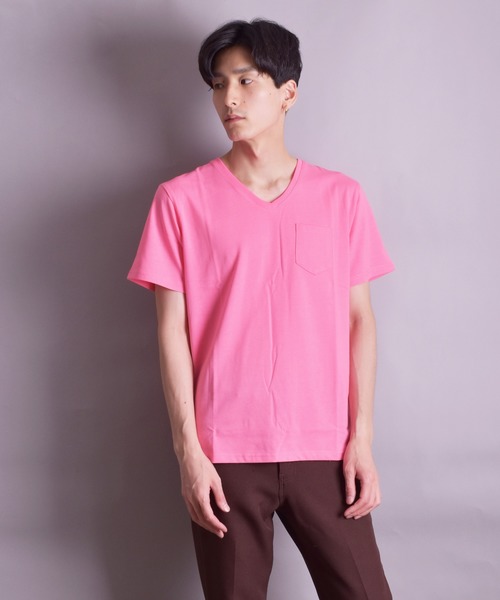 VIBGYOR(ヴィブジョー)の「VIBGYOR Select/無地半袖VネックTEE(BL)(Tシャツ/カットソー・メンズ・ホワイト/ブラック/グレー/カーキ/ネイビー/イエロー系その他/ライトピンク/ピンク系その他・MEDIUM/LARGE/X-LARGE)」の13枚目の写真