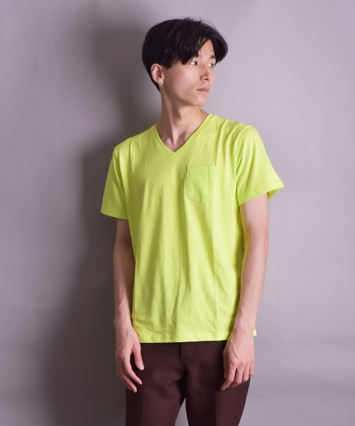 VIBGYOR(ヴィブジョー)の「VIBGYOR Select/無地半袖VネックTEE(BL)(Tシャツ/カットソー・メンズ・ホワイト/ブラック/グレー/カーキ/ネイビー/イエロー系その他/ライトピンク/ピンク系その他・MEDIUM/LARGE/X-LARGE)」の14枚目の写真