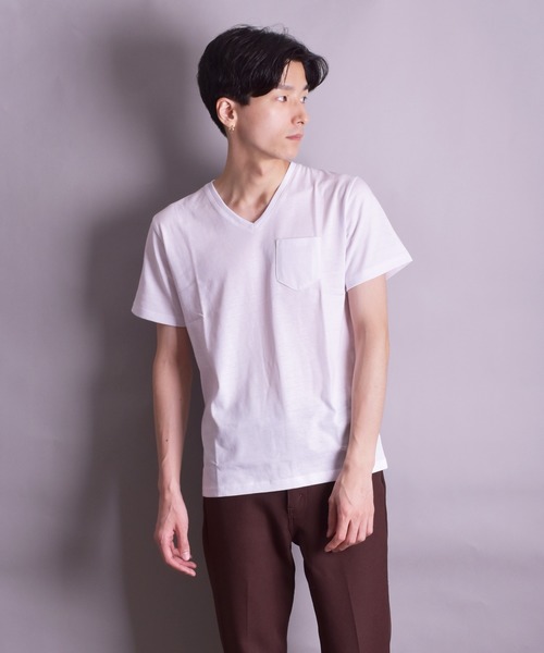 VIBGYOR(ヴィブジョー)の「VIBGYOR Select/無地半袖VネックTEE(BL)(Tシャツ/カットソー・メンズ・ホワイト/ブラック/グレー/カーキ/ネイビー/イエロー系その他/ライトピンク/ピンク系その他・MEDIUM/LARGE/X-LARGE)」の15枚目の写真