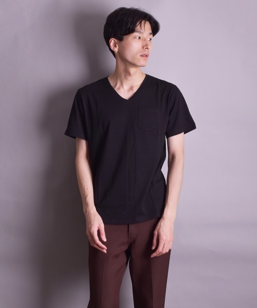 VIBGYOR(ヴィブジョー)の「VIBGYOR Select/無地半袖VネックTEE(BL)(Tシャツ/カットソー・メンズ・ホワイト/ブラック/グレー/カーキ/ネイビー/イエロー系その他/ライトピンク/ピンク系その他・MEDIUM/LARGE/X-LARGE)」の16枚目の写真