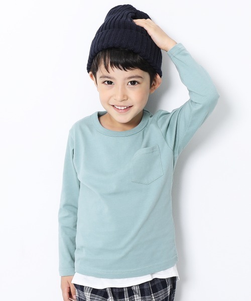 devirock(デビロック)の「クルーネック長袖Tシャツ(Tシャツ/カットソー・キッズ・グリーン系その他/ベージュ/杢グレー/キャメル/ブルー系その他/パープル系その他3/ホワイト/カーキ/ラベンダー/パープル系その他/ネイビー/モカ/スモークピンク/イエロー系その他/パープル/グリーン系その他2/パープル系その他2/ブラック/サックスブルー・130cm/100cm/120cm/140cm/110cm/150cm/160cm/90cm/80cm)」の8枚目の写真