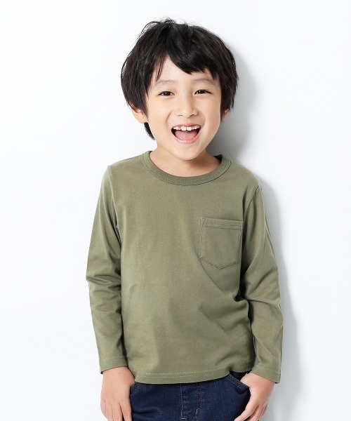 devirock(デビロック)の「クルーネック長袖Tシャツ(Tシャツ/カットソー・キッズ・グリーン系その他/ベージュ/杢グレー/キャメル/ブルー系その他/パープル系その他3/ホワイト/カーキ/ラベンダー/パープル系その他/ネイビー/モカ/スモークピンク/イエロー系その他/パープル/グリーン系その他2/パープル系その他2/ブラック/サックスブルー・130cm/100cm/120cm/140cm/110cm/150cm/160cm/90cm/80cm)」の7枚目の写真