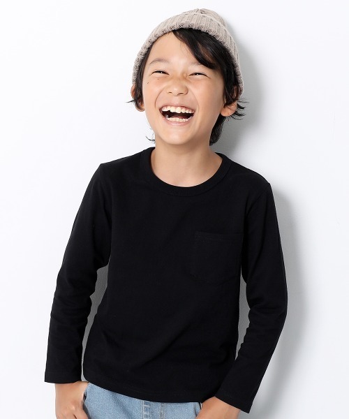 devirock(デビロック)の「クルーネック長袖Tシャツ(Tシャツ/カットソー・キッズ・グリーン系その他/ベージュ/杢グレー/キャメル/ブルー系その他/パープル系その他3/ホワイト/カーキ/ラベンダー/パープル系その他/ネイビー/モカ/スモークピンク/イエロー系その他/パープル/グリーン系その他2/パープル系その他2/ブラック/サックスブルー・130cm/100cm/120cm/140cm/110cm/150cm/160cm/90cm/80cm)」の3枚目の写真