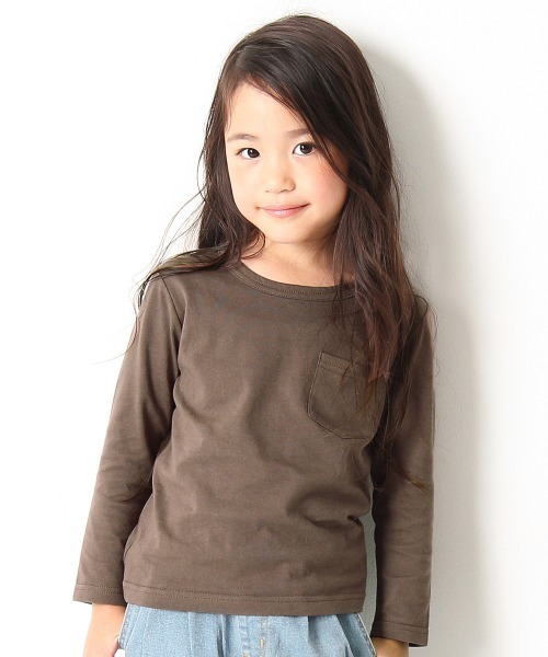 devirock(デビロック)の「クルーネック長袖Tシャツ(Tシャツ/カットソー・キッズ・グリーン系その他/ベージュ/杢グレー/キャメル/ブルー系その他/パープル系その他3/ホワイト/カーキ/ラベンダー/パープル系その他/ネイビー/モカ/スモークピンク/イエロー系その他/パープル/グリーン系その他2/パープル系その他2/ブラック/サックスブルー・130cm/100cm/120cm/140cm/110cm/150cm/160cm/90cm/80cm)」の5枚目の写真