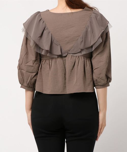 flower（フラワー）の「タイニーペタルトップ 2（シャツ/ブラウス・レディース・ホワイト/ブラウン・FREE）」の3枚目の写真