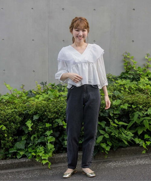 flower（フラワー）の「タイニーペタルトップ 2（シャツ/ブラウス・レディース・ホワイト/ブラウン・FREE）」の7枚目の写真