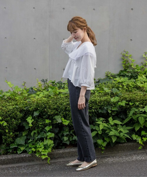 flower（フラワー）の「タイニーペタルトップ 2（シャツ/ブラウス・レディース・ホワイト/ブラウン・FREE）」の10枚目の写真