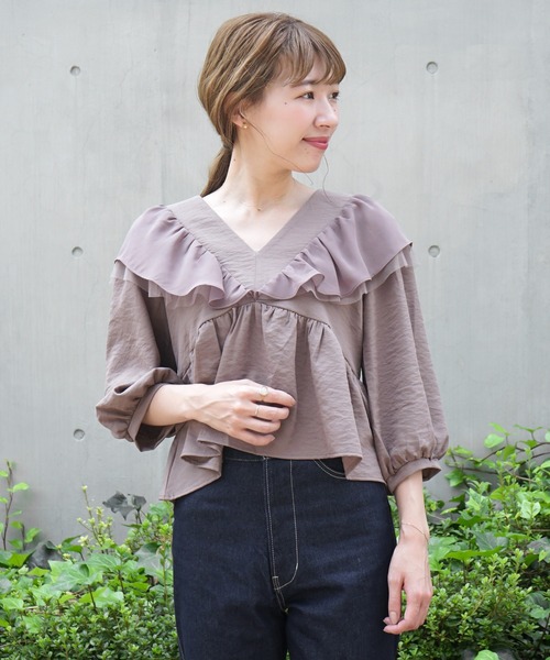 flower（フラワー）の「タイニーペタルトップ 2（シャツ/ブラウス・レディース・ホワイト/ブラウン・FREE）」の17枚目の写真