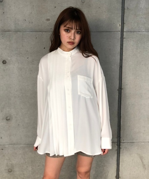 ENVYM（アンビー）の「アシメタックルーズＳＨ（シャツ/ブラウス・レディース・ベージュ/ブラック/ホワイト・FREE）」の7枚目の写真