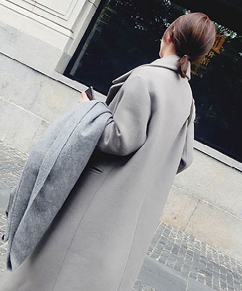 Ritzy（リッツィー）の「ウール調ライトチェスターコート（チェスターコート・レディース・ブラック/グレー/グリーン/キャメル・M/L）」の2枚目の写真