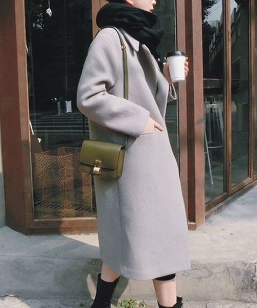 Ritzy（リッツィー）の「ウール調ライトチェスターコート（チェスターコート・レディース・ブラック/グレー/グリーン/キャメル・M/L）」の13枚目の写真