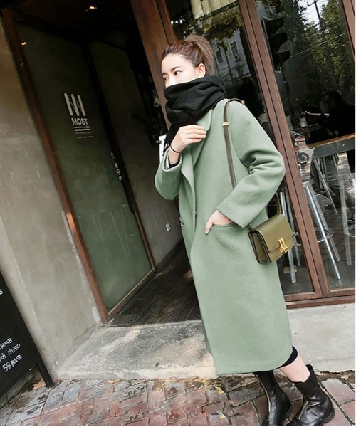 Ritzy（リッツィー）の「ウール調ライトチェスターコート（チェスターコート・レディース・ブラック/グレー/グリーン/キャメル・M/L）」の7枚目の写真