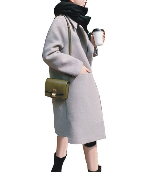 Ritzy（リッツィー）の「ウール調ライトチェスターコート（チェスターコート・レディース・ブラック/グレー/グリーン/キャメル・M/L）」の11枚目の写真