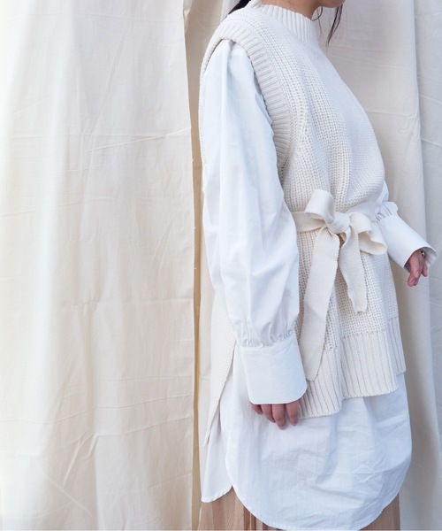 sakishimatokyo（サキシマトーキョー）の「【ZOZO限定】サキシマamp「ウエストベルトツキニットベスト」（ベスト・レディース・ブラック/ベージュ/ブラウン/アイボリー・FREE）」の5枚目の写真