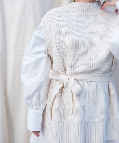 sakishimatokyo（サキシマトーキョー）の「【ZOZO限定】サキシマamp「ウエストベルトツキニットベスト」（ベスト・レディース・ブラック/ベージュ/ブラウン/アイボリー・FREE）」の7枚目の写真