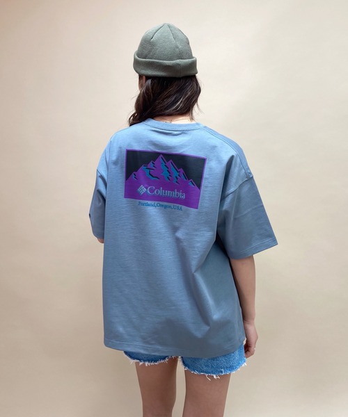 Columbia（コロンビア）の「columbia/コロンビア  ビッグシルエット  バックプリントTシャツ   PM1381（Tシャツ/カットソー・メンズ・ホワイト/ベージュ/ブラック/ピンク/ネイビー・S/L/M/XL）」の5枚目の写真