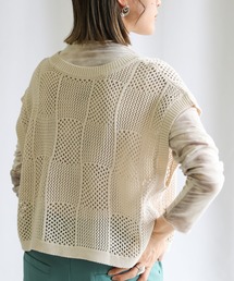 ランダム編みショートニットベスト