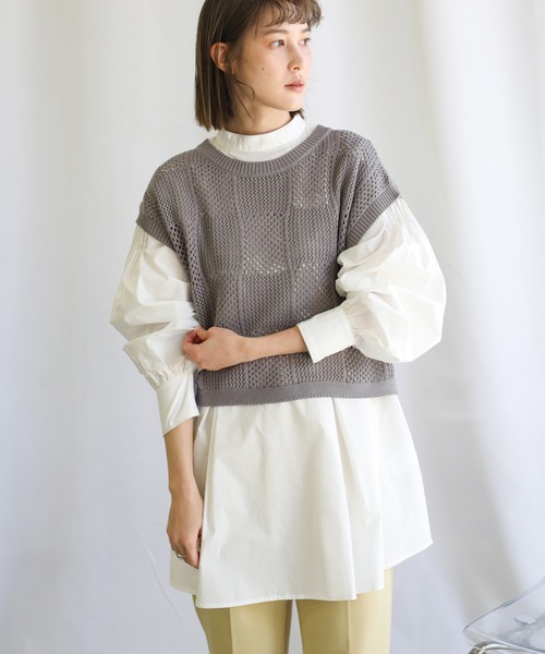 ランダム編みショートニットベスト（ベスト）｜select MOCA（セレクト