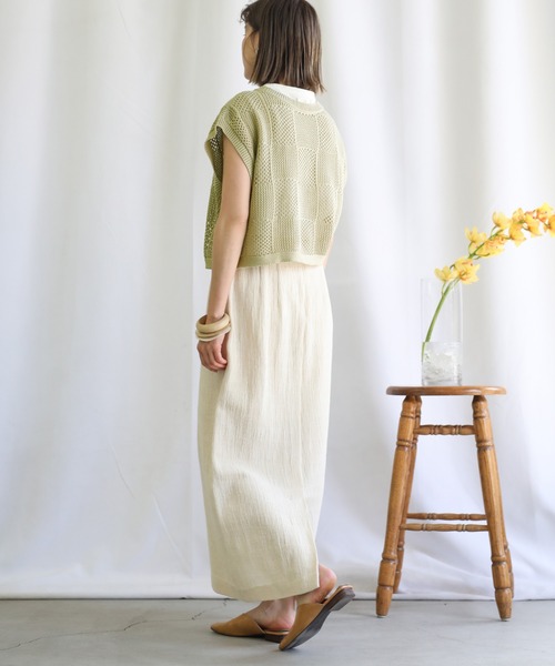 select MOCA(セレクトモカ)の「ランダム編みショートニットベスト(ベスト・レディース・ラベンダー/ライトグリーン/アイボリー・FREE)」の15枚目の写真