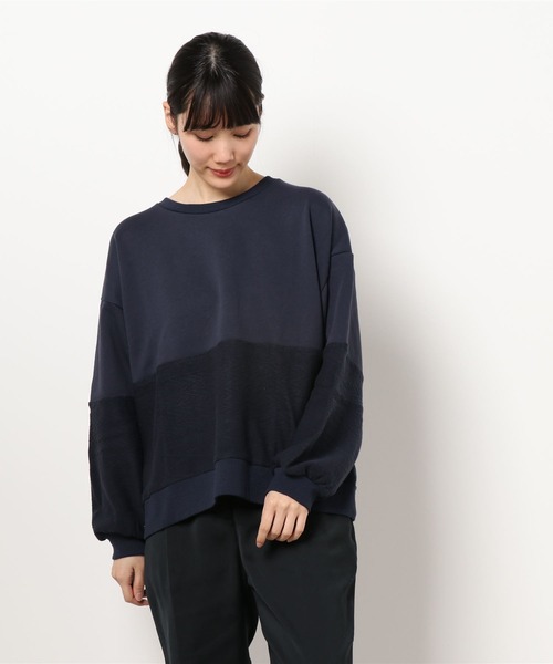 LBC（エルビーシー）の「ケーブル切替えプルオーバー（Tシャツ/カットソー・レディース・ホワイト/ベージュ/ネイビー・M）」の3枚目の写真