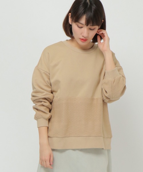 LBC（エルビーシー）の「ケーブル切替えプルオーバー（Tシャツ/カットソー・レディース・ホワイト/ベージュ/ネイビー・M）」の4枚目の写真