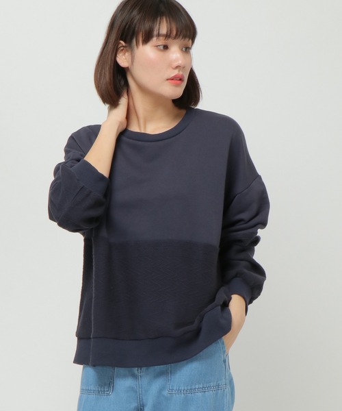 LBC（エルビーシー）の「ケーブル切替えプルオーバー（Tシャツ/カットソー・レディース・ホワイト/ベージュ/ネイビー・M）」の6枚目の写真