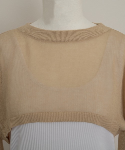 SHEER flow（シアーフロウ）の「【インフルエンサー Yukaiプロデュースアイテム】シアーレイヤードトップス（ニット/セーター・レディース・ベージュ・FREE）」の15枚目の写真